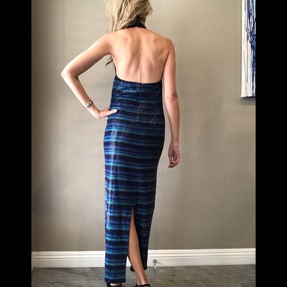 St. John Couture Blue Sparkle Evening Gown - Picture 2 of 8